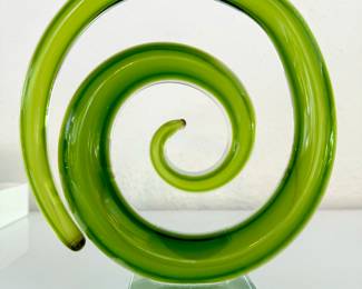 SOLD Green Glass Swirl Art 