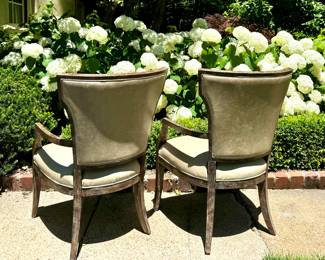 SOLD Side chair with leather seat and upholstered back by Our House Designs (2 available) - (each) - 25.5x22x37