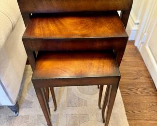 Woodbridge nesting tables (set of 3) Dark color wood - $600 - 16.5x12.5x28.5 (for the tallest table )
