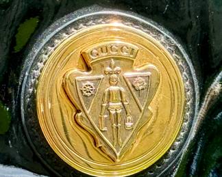 SOLD Close-up view. Gucci “Go-Out” Patent Leather Wristlet Clutch -16x3x7 