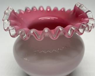 Vtg Fenton Ruffled Cased Glass Vase