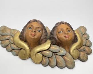 Vintage Wooden Hand Carved Angel Wall Decor
