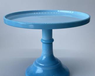  Vintage Blue Glass Cake Cake Stand 