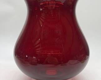 12in Ruby Red Glass Hurricane Candle Holder