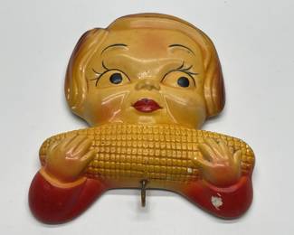 Vintage Chalkware Corncob Key Holder 