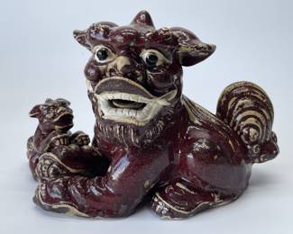 Asian Ceramic Foo Dog Sculpture 