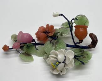 Vintage Japanese Glass Bonsai Peach Branch