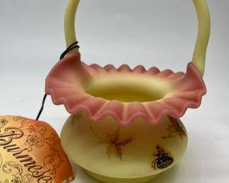 Fenton Burmese Uranium Glass Ruffled Basket