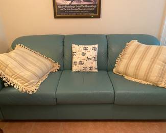 Brand New Blue Leather Sleeper Sofa