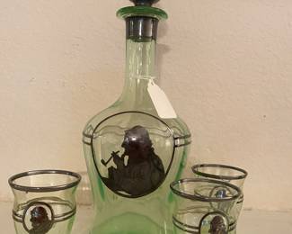 Vintage Vaseline Glass Decanter Set