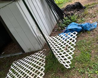 Outdoor materials including poles and netting for batting cage 