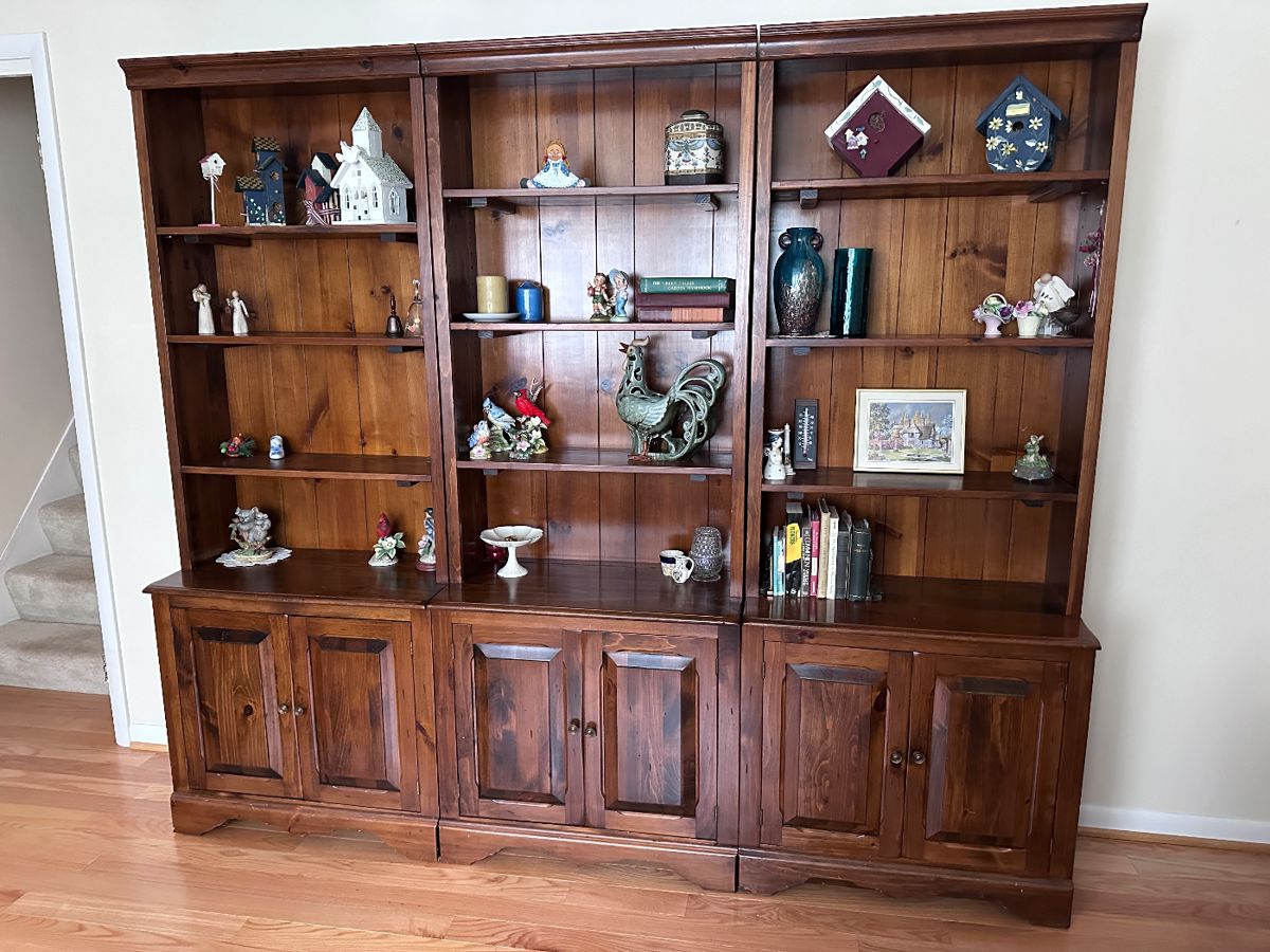 Three (3) Solid Wood Bookcase Cabiners - 3 separate identical pieces.  