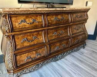 Triple dresser, stone top, by Pulaski