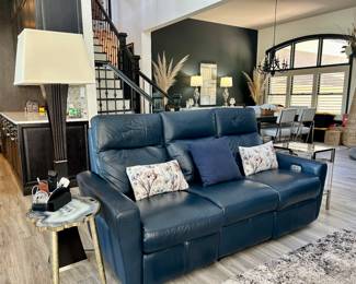 navy leather reclining sofas by Omnia