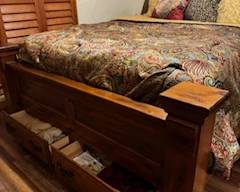Two drawer storage in footboard.