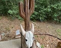 Carved Cactus and skull post