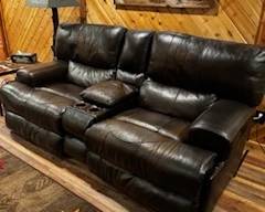 Upright Electric Leather Couch with console