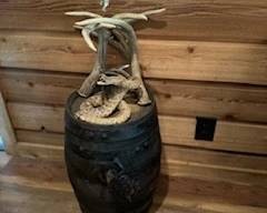 Rattle Snake mount. Small Wooden barrel/keg