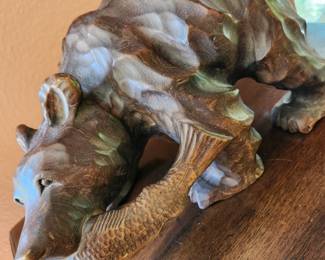 Carved Bear with Salmon - Hokkeido Japan