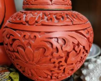 Vintage Japanese Cinnabar Jar