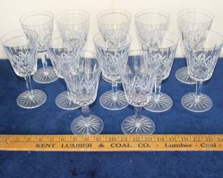 Lismore look-a-likes (not signed). 12 water goblets as one set.