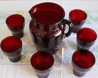 Ruby red glass set