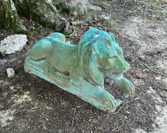 Cement lion yard art
