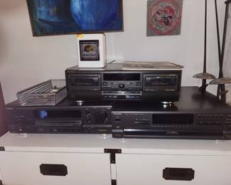 Technics av control receiver SA-GX470
Technics stereo cassette deck RS-TR373
Technics compact disk changer SL-PD667
All have original brochures