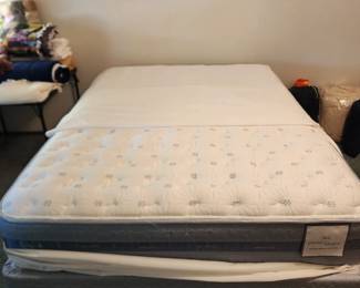 Queen Serta Perfect sleeper mattress, boxspring and frame