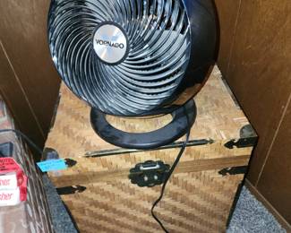 Wicker chest and vornado fan