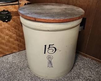 Blue ribbon brand, buckeye pottery co, 15 gallon crock