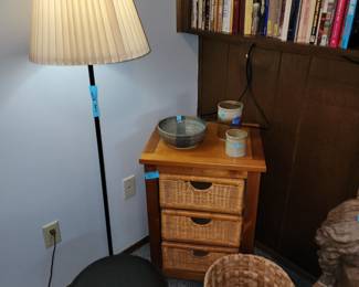 Books, baskets, foot stool and more