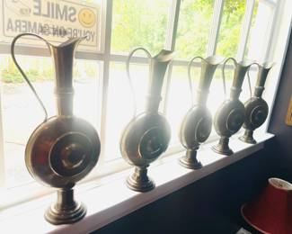 Copper and brass ewers 