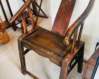 Antique Chinese Ming horseshoe barrel  back armchair