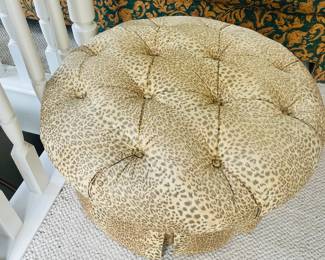 Tufted animal print ottoman