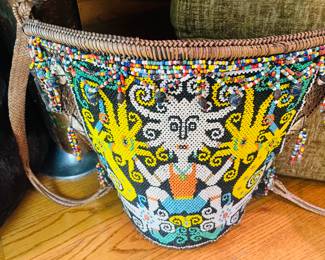 Indonesian beaded baby carrier