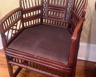 Pair of Brighton style pavilion rattan armchairs