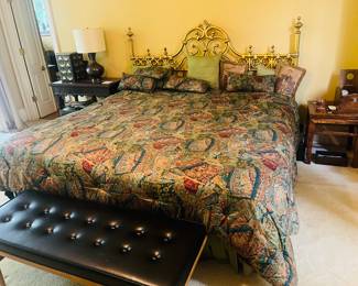 Gilt scrolled headboard king bed
