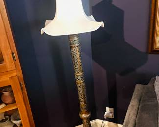Pierced brass Middle Eastern floor lamp