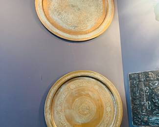 Middle Eastern copper and brass platters