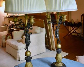 Pair of bronze figural lamps