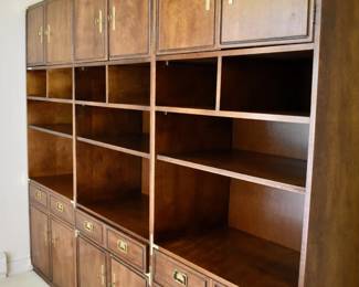 Thomasville campaign style shelves with cabinets