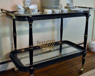 Glass top tea or bar cart
