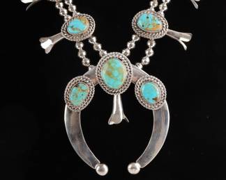 PHILIP MORSE NAVAJO SQUASH BLOSSOM NECKLACE