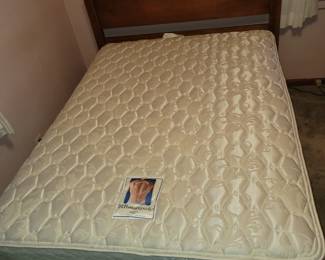 Nice Clean Full Size Bed .Includes,Mattress, Boxspring,Frame And Headboard. The Headboard Matches The Vantity, Mirror ,And 5 Drawer Dresser That's Being Sold Separately But This Would Be A Beautiful Set All Together For A Bedroom