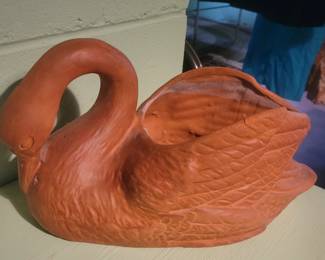 Vintage Swan Clay Planter 