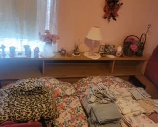 King Size Blonde Wood Headboard And 2 Blonde Wood Nightstands, And 2 Twin BoxSprings ,2 Twin Frames .There is No King Frame To This 