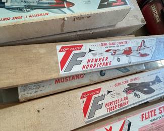 Vintage Top Flight Model Airplane Kit Curtiss P-40 Tiger Shark and Hawker Hurricane