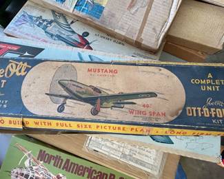 Vintage Joe Ott Model Airplane Kit Mustang