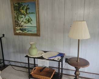 Picture $10. Lamp $5. Table $5